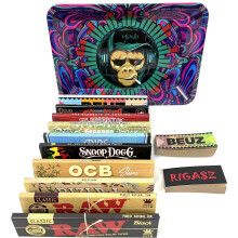 Rigasz Tips 10 Pack Mix King Size Rolling Papers & Mini Metal Tray - HJ8U