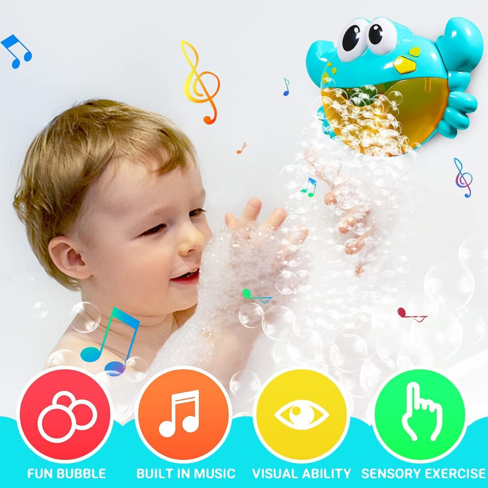 Jiosdo Baby Bath Toys Crab Bubble Maker With Music Bath Toys For Toddlers Babies Boys Girls Bubble Blower Bubble Machine