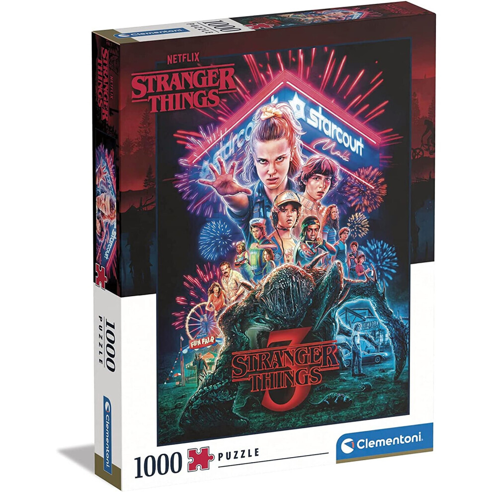 Clementoni 39653 Stranger Things 1000 Pieces, Made In Italy, Jigsaw Puzzle For Adults, Multicolor, Medium