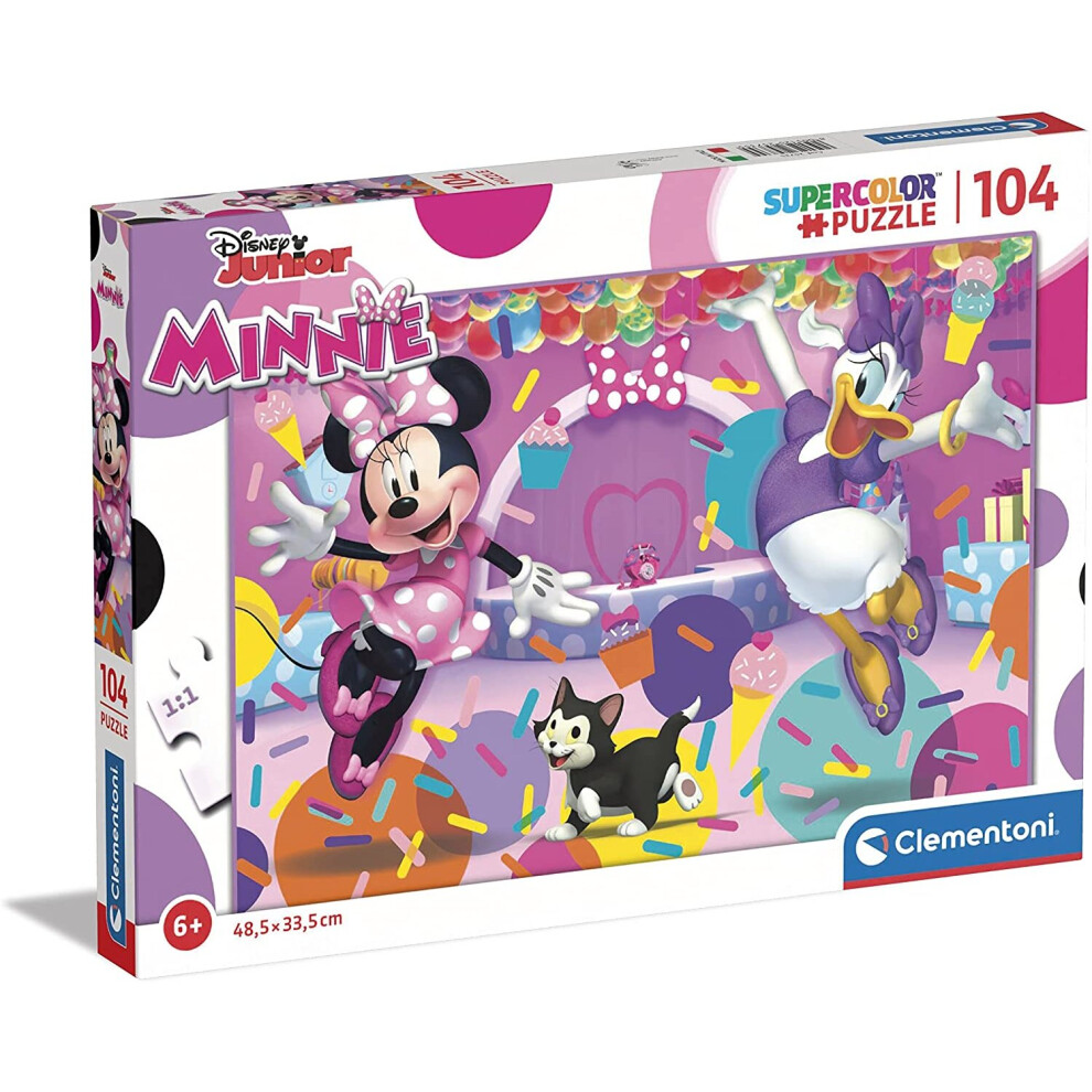 New Clementoni 25735 Disney Minnie Supercolor Minnie-104 Pieces-Jigsaw Puzzle For Kids Age 6, Multicolor, Medium Hj8u