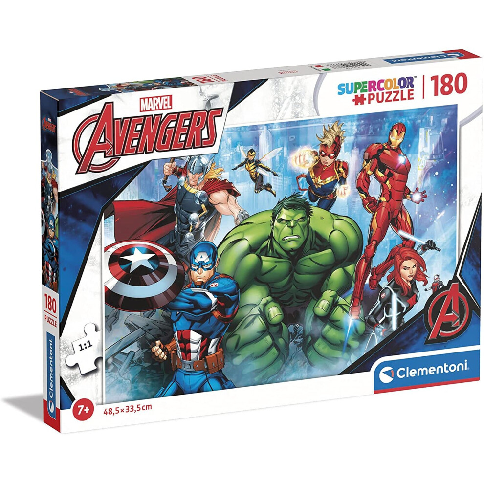 Clementoni 29778 Supercolor Marvel Avengers-180 Pieces-Jigsaw Puzzle for Kids Age 7, Multicolor, Medium