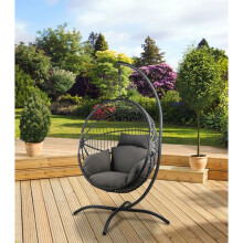 Grey Hanging Egg Chair Hammock Single Person Swinging Garden Relaxer