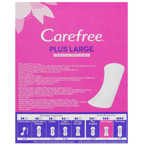 Carefree Panty Liners Plus Large Fresh Scent - 46 liners 1