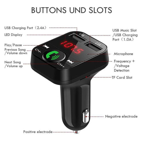Wireless Bluetooth 5.0 Car FM Transmitter 2USB Fast Charger MP3 Player 2