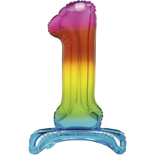 Unique Party 13261 - Giant Standing Foil Number 1 Balloon - 76 cm - Rainbow