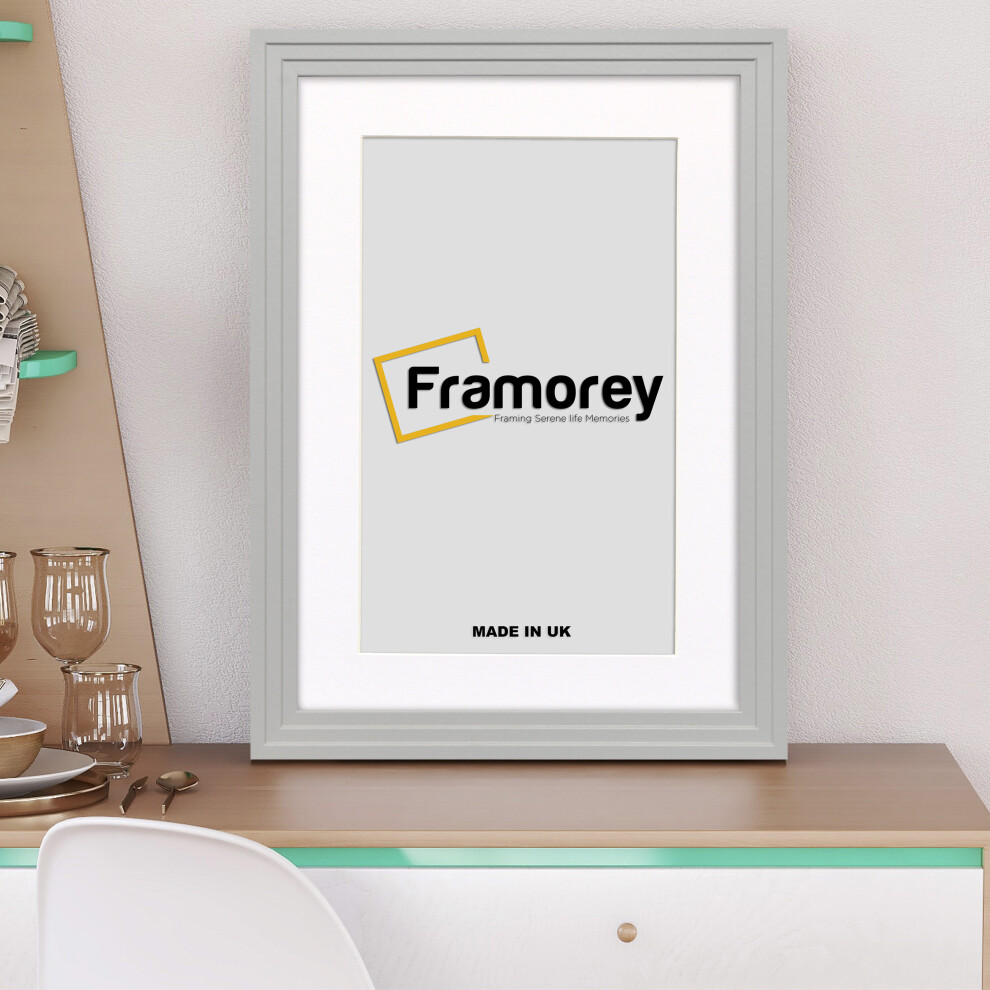 (10x8" Pic (12x10" Frame)) Grey Wooden Effect Picture Frame, Step Style Photo Frames, Wall Hanging Frames, Home DÃ©cor Frame With White Mount-image-OPC-P92F5KH-NEW