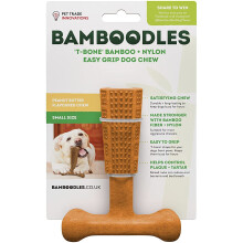 Bamboodles T-Bone Chew Toy for Dogs - Small 4" Peanut Butter Flavour
