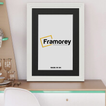 (6x4" Pic (8x6" Frame)) White Wooden Effect Picture Frame, Step Style Photo Frames, Wall Hanging Frames, Home Décor Frame With Black Mount