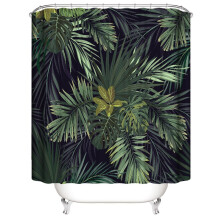 (Green, 180*200cm/70.8*78.7in ) Flower Bird Water Polyester Shower Curtain Bathroom Waterproof with 12 Hooks
