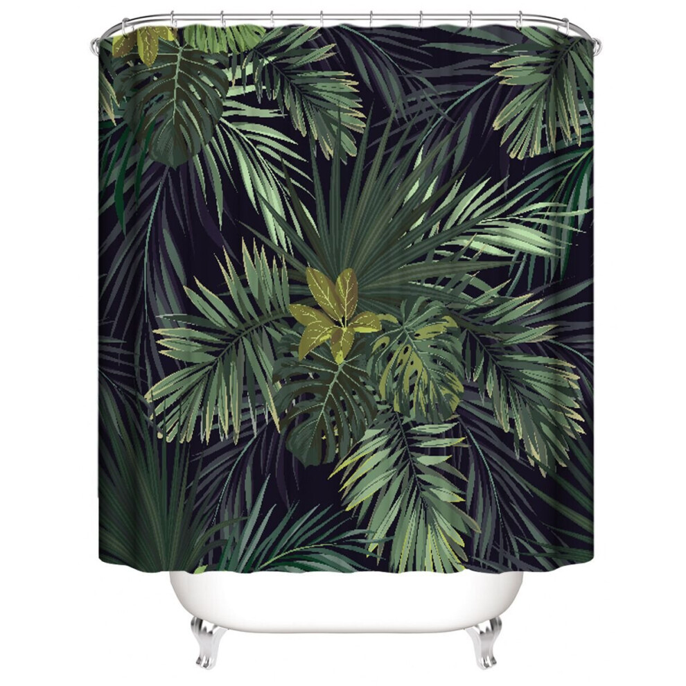 (Green, 180*200Cm/70.8*78.7In ) Flower Bird Water Polyester Shower Curtain Bathroom Waterproof With 12 Hooks Green,Multicoloured