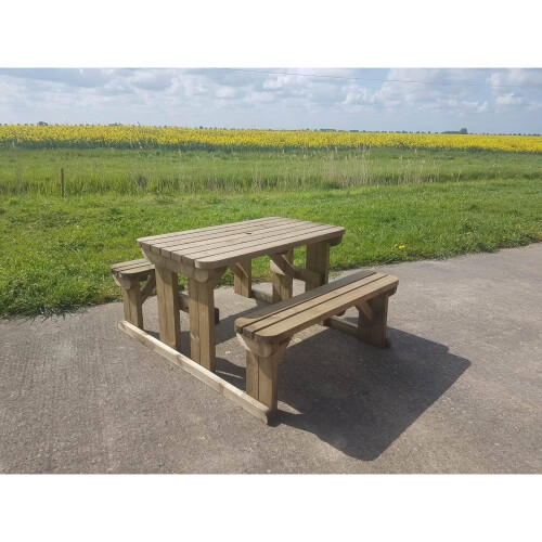 (8ft, Light Green (Natural)) Abies Rounded Picnic Table Benches Set 1
