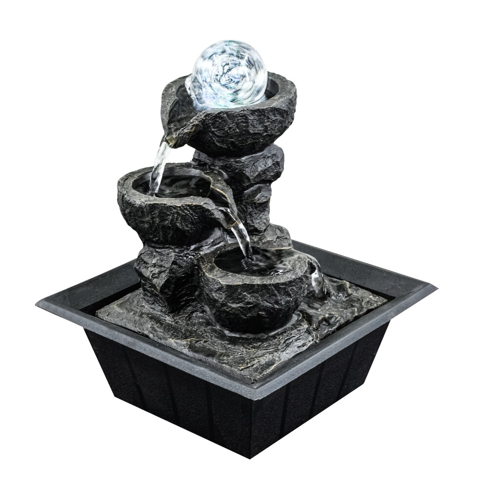 (Crystal Ball Fountain) Geezy Indoor LED Tabletop Water Fountain