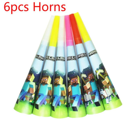 (6pcs-Horns) Minecraft Baby Shower Birthday Party Supplies Decoration Disposable Tableware on OnBuy