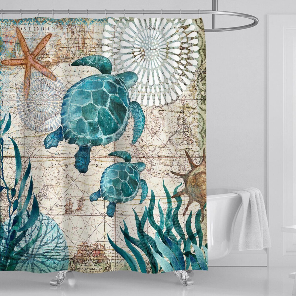 (Turtle, 180*200cm/70.8*78.7in) Fabric Home Decor Bathroom Accessories Waterproof Turtle Octopus Shower Curtain