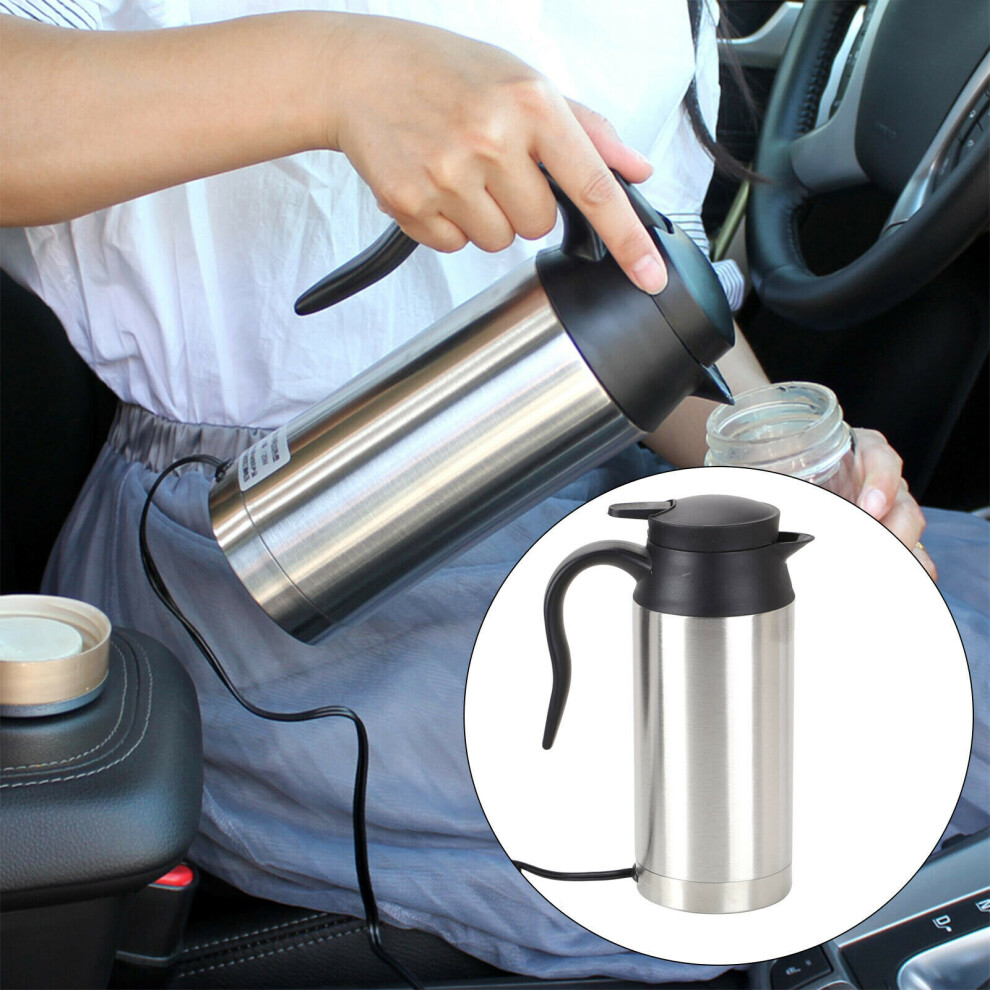 750ml Stainless Steel Electric In-Car Kettle Car Travel Water 12V/24V