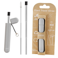 (Grey) Metal Drinking Straws Outdoor Travel Collapsible BPA Free Safe Reusable Portable