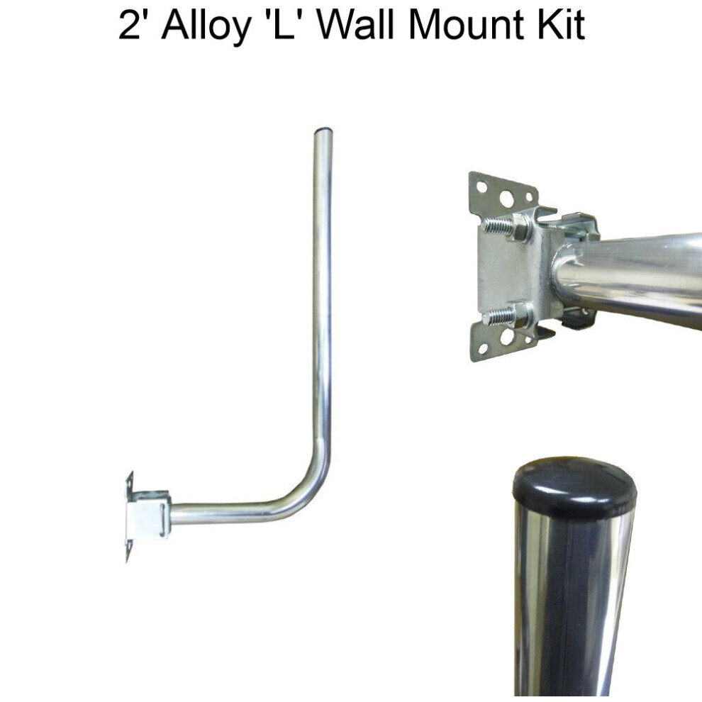 (2Ft Alloy Mast & Bracket) Masts Poles Brackets Mounts For Loft Wall Caravan Tv Aerial Dab Fm Or Satellite 3713804162795