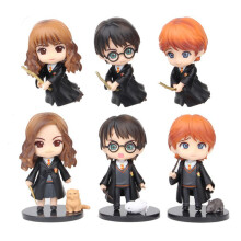 (Black) 6pcs/set Harry Potter Cake Toppers Model Anime Figure Toys Collectible Model PVC