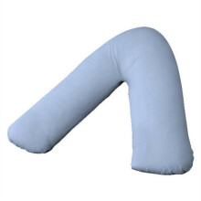 (Lt Blue) V Shaped Pillow with Free Flannel V Pillowcase 100% Brushed Cotton V Pillowcase Cuddly Warm Cosy Pregnancy Nursing Support Pillow in 74 x 34cm