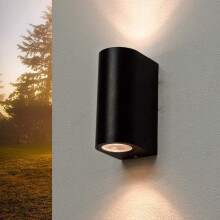 CGCTIAGO2 Matt Black Aluminium Up & Down Wall Light – Outdoor/Indoor Sconce, IP54, 2x GU10, 60W Max