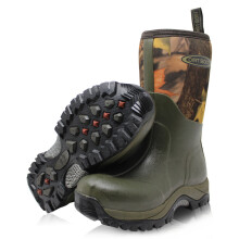 (UK 9 EU43, Green/Camo) Dirt Boot Pro Sport Neoprene Insulated Mid-Cut Short Wellington Boots Rain Wellies