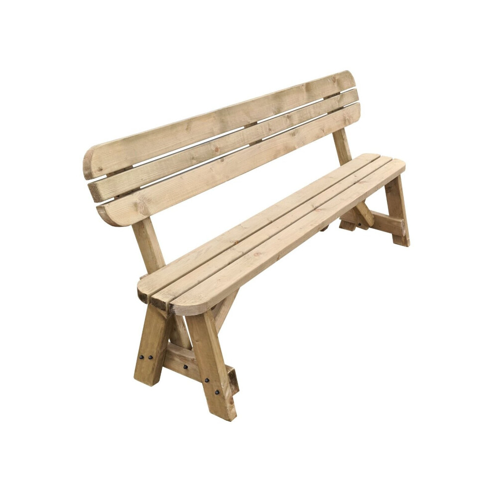 (2ft, Rustic Brown) Victoria Rounded Bench With Back Rest-image-OPC-P92N98F-NEW