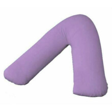 (Lilac) V Shaped Pillow with Free Flannel V Pillowcase 100% Brushed Cotton V Pillowcase Cuddly Warm Cosy Pregnancy Nursing Support Pillow in 74 x 34cm
