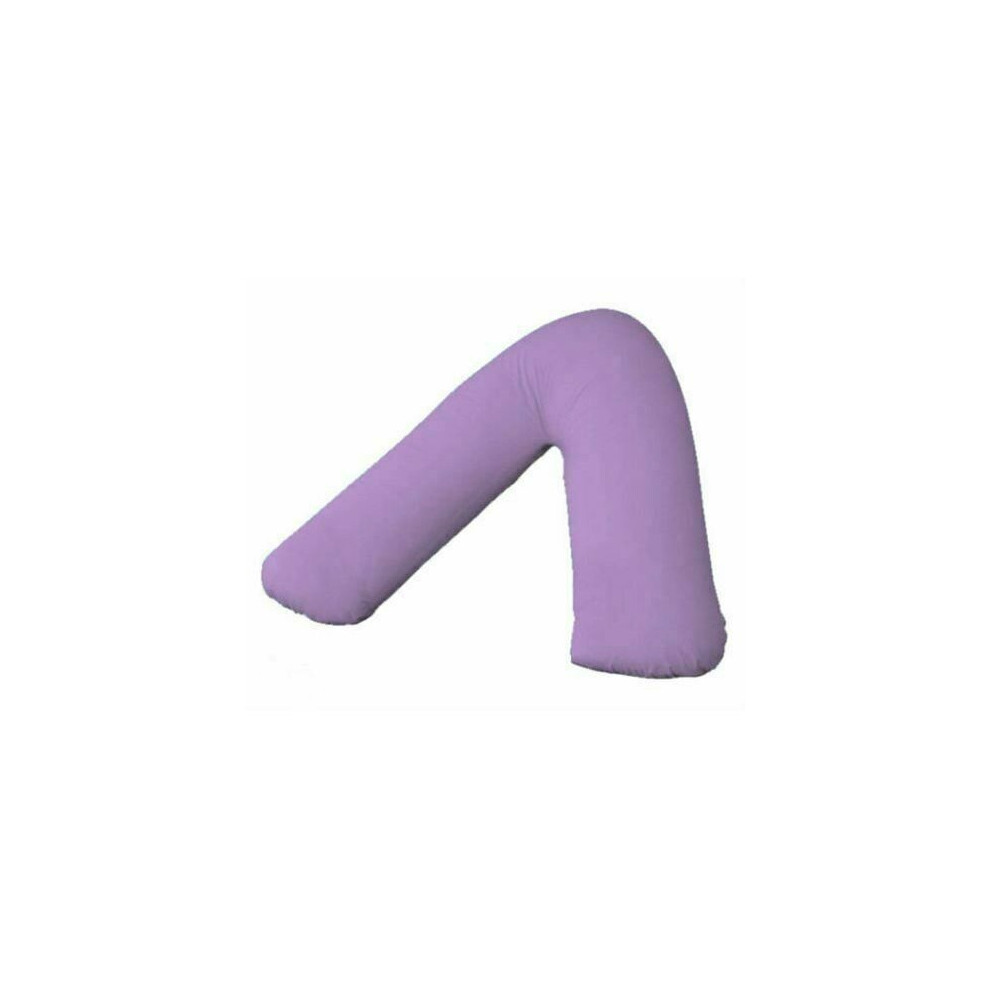 (Lilac) V Shaped Pillow With Free Flannel V Pillowcase 100% Brushed Cotton V Pillowcase Cuddly Warm Cosy Pregnancy Nursing Support Pillow In 74 X 34Cm Lilac Arlinens