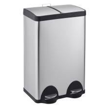 Cooks Professional 60L Recycling Pedal Bin | Dual Pedal - Silver