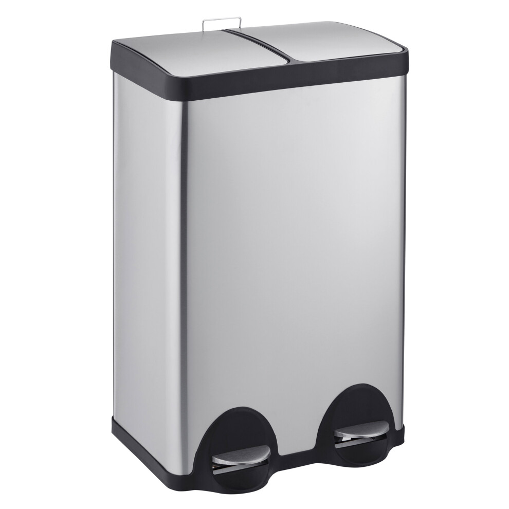 Cooks Professional 60L Recycling Pedal Bin | Dual Pedal - Silver