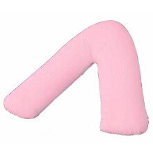 (Pink) V Shaped Pillow with Free Flannel V Pillowcase 100% Brushed Cotton V Pillowcase Cuddly Warm Cosy Pregnancy Nursing Support Pillow in 74 x 34cm