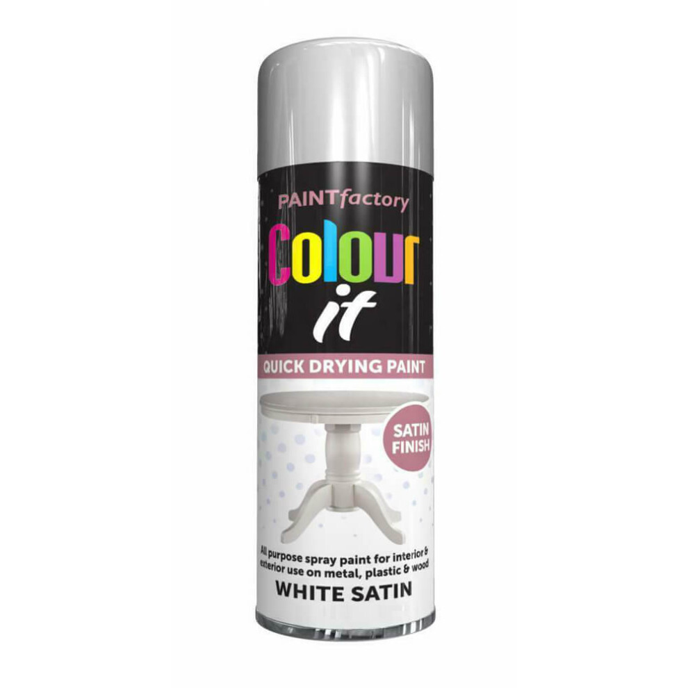 Paint Factory Colour It Primer Spray Paint 250ml White Satin Finish