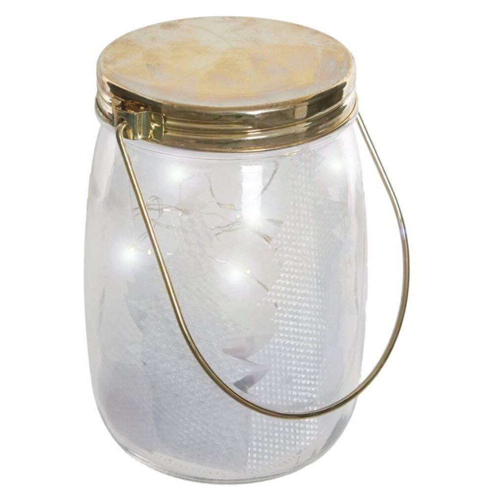 Christmas decorated Glass Jar with LED Lights