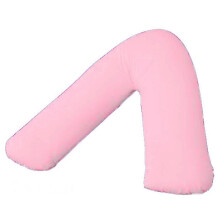 (Pink) V Shaped Pillow with Free Brushed Cotton V Pillowcase Orthopaedic Neck Back Support Cushion