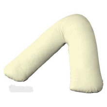 (Cream) V Shaped Pillow with Free Brushed Cotton V Pillowcase Orthopaedic Neck Back Support Cushion