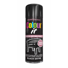 250ml All-Purpose Black Satin Spray Paint - Fast-Drying for Metal, Wood & Plastic (Interior & Exterior)