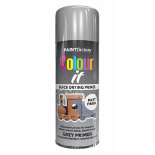 Paint Factory Colour It Quick Drying Spray Paint 400ml Grey Primer Matt Finish