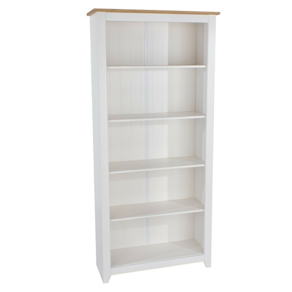 White Tall Bookcase Solid Pine Top Kitchen Bathroom Storage Cabinet