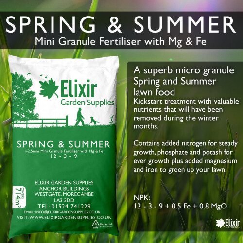 Elixir Garden Supplies (Bag, 10kg) Spring & Summer Professional Lawn Grass Paddock Feed/Fertiliser 12-3-9 +2%Fe + 2% MgO 1