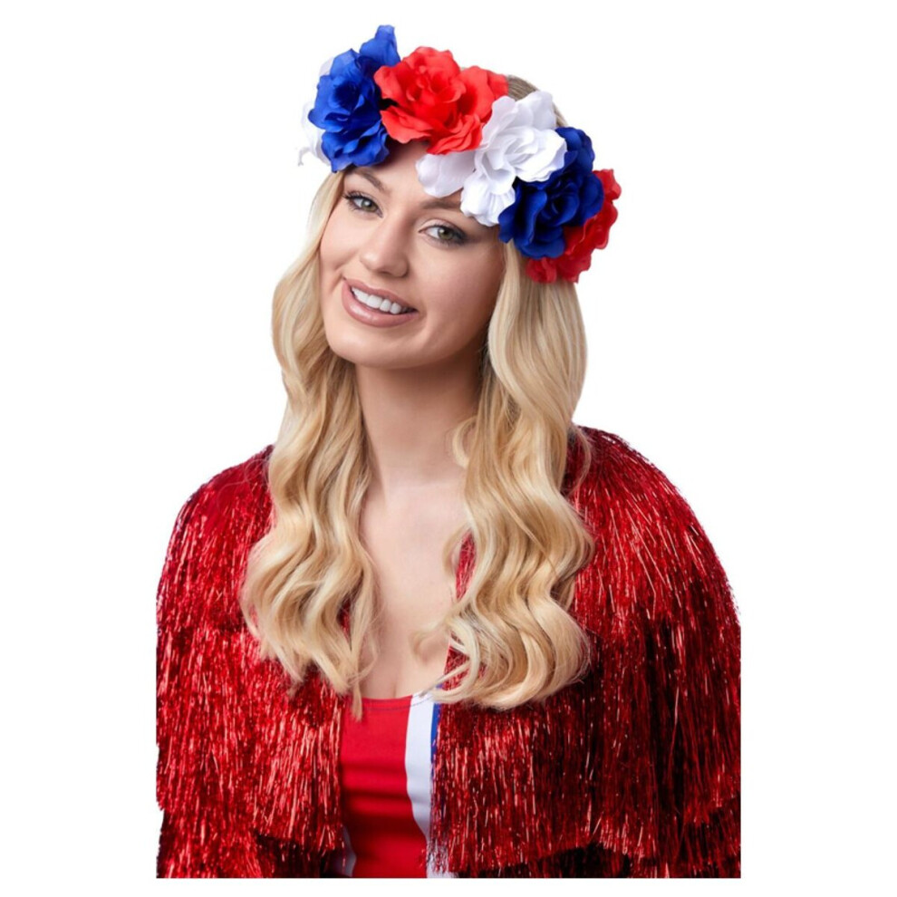 Smiffy's Union Jack Flower Crown | Elasticated Artificial Flower Headdress