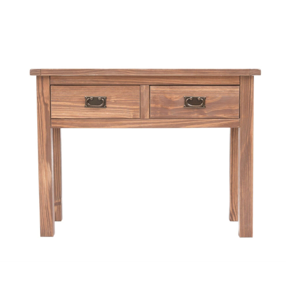 Console Table 2 Drawer Dark Oak Hallway Furniture with Storage Country Unit