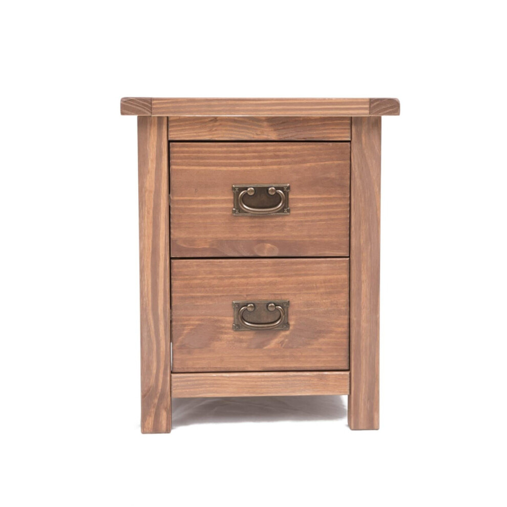 Bedside Table 2 Drawer Dark Oak Cabinet Bedroom Furniture Organiser Wooden Unit