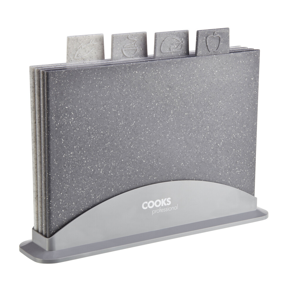 Cooks Professional 4 Piece Index Chopping Board Set | Granite Effect