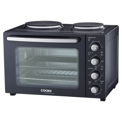 Cooks Professional Cooks Professional 34L Mini Oven with 2 Hobs | Black / Silver