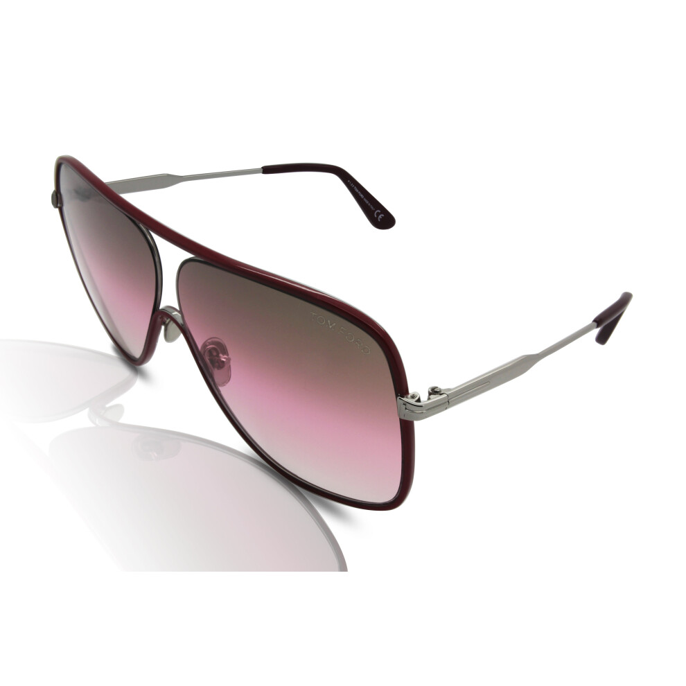Tom Ford FT0841 Brady Women's Sunglasses 16F Bordeaux Palladium/Brown Gradient