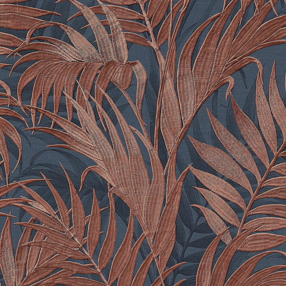 Design ID Wallpaper GR322109 Grace Tropical Palm Leaf Blue & Copper - Image 5