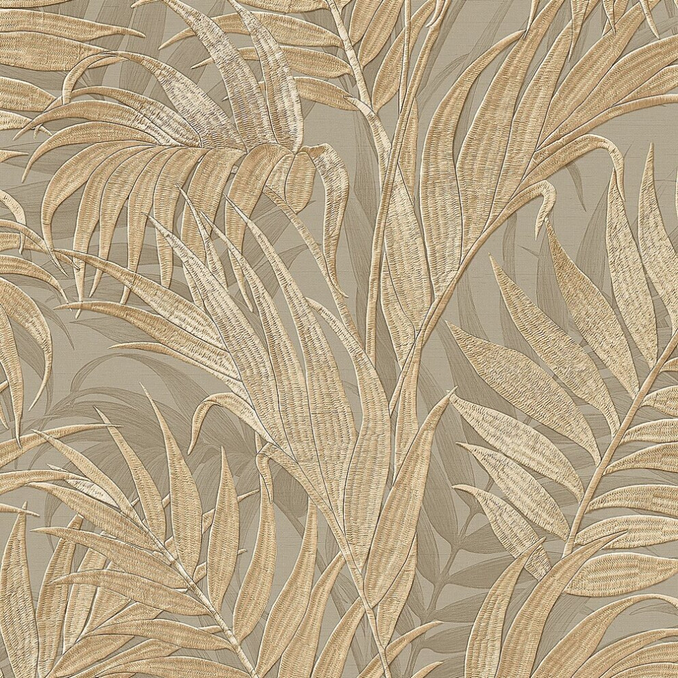 Grace Tropical Palm Leaf Gold Wallpaper Design ID Textured Paste The Wall Vinyl - Image 5
