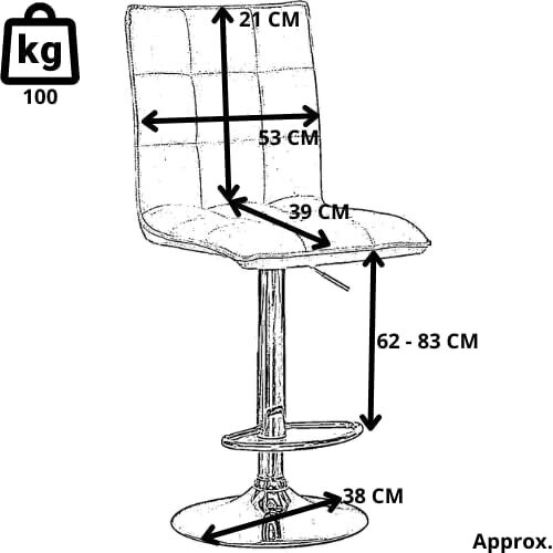 Evre (Without Arms, White) Evre Cuban Bar Stool Adjustable With 360 Swivel 2