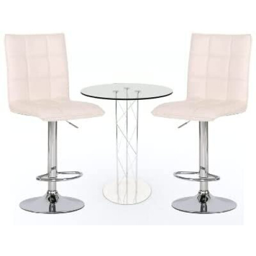 Evre (Without Arms, White) Evre Cuban Bar Stool Adjustable With 360 Swivel 1