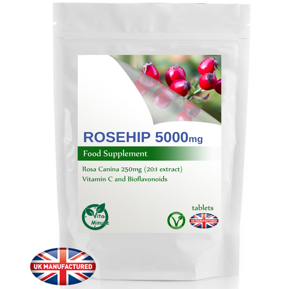 Vitaminute 30 Tablets Rosehip 5000Mg Extract (V) Natural Vitamin C, Bioflavanoids
